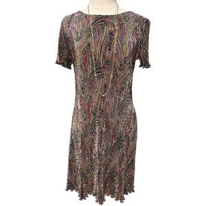 Vintage colorful crinkle midi dress